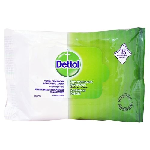 Dettol Υγρά Μαντηλάκια Καθαρισμού 15τμχ