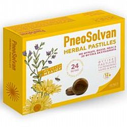 Pneosolvan Herbal Pastilles Φυτικές Παστίλιες με Θυμάρι, Βήχιο & Μέλι για Βήχα, Ερεθισμένο Λαιμό Γεύση Μελιού, 24 τεμάχια