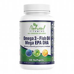 Natural Vitamins Omega 3 - Fish Oil Mega EPA DHA 60softgels