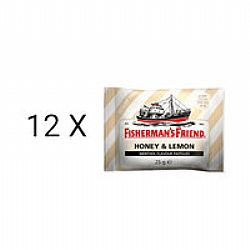 Fisherman's Friend Honey & Lemon Καραμέλες Χωρίς Ζάχαρη 12x25gr