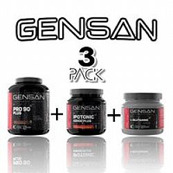 GENSAN 3PACK , Pro plus 90 Protein 1kg + Ipotonic Adhoc Plus Red Orange 480gr + L-Glutamine 250gr