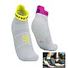 Compressport  Pro Racing Socks v4.0 Run Low - White/Safety Yellow/Neon Pink (1 ζευγάρι)