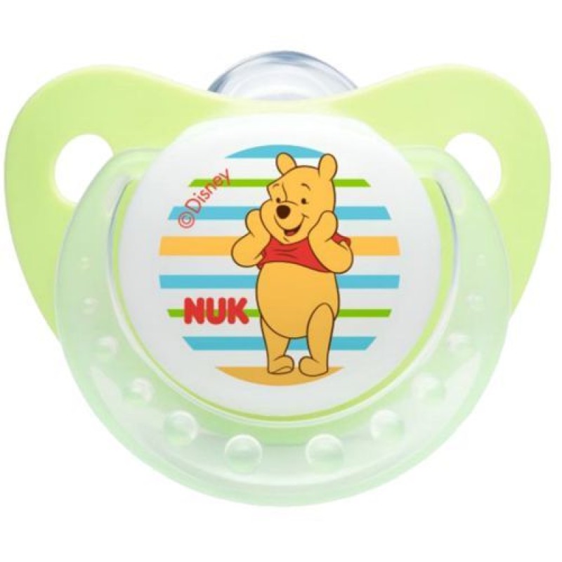 Nuk Winnie Πράσινο/Λευκό (με κρίκο) The Pooh πιπίλα Silicone 6-18m 1τμχ