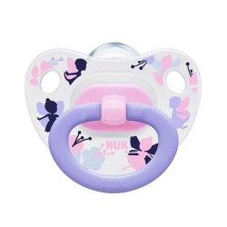 Nuk Ορθοδοντική Λιλά κρίκος/Νεράϊδες πιπίλα Silicone 0-6m 1τμχ