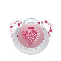 Nuk Trendline Adore Ροζ Καρδιά πιπίλα Silicone 18-36m