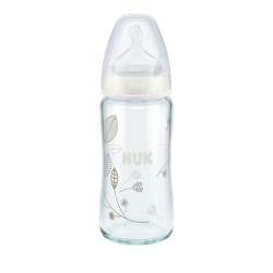 Nuk First Choice + Γυάλινο Γκρι Φύλλα Μπιμπερό 240ml 0-6m
