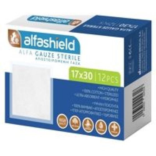 AlfaShield Alfa Gauze Αποστειρωμενη Γάζα 17*30cm 12τμχ