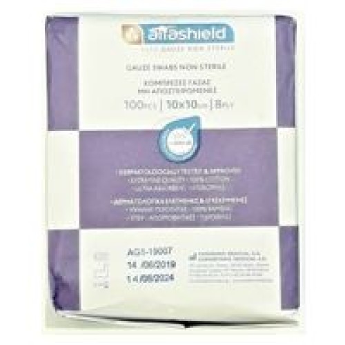 Alfashield Γάζες Απλές Μη Αποστειρωμένες 10 x 10cm 8ply 100τμχ