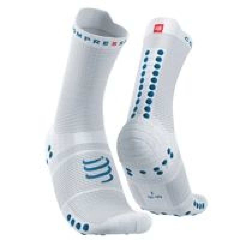 Compressport V4.0 Hi Cut Pro Racing White Fjord Blue Compressport V4.0 Hi Cut Pro Racing White Fjord Blue