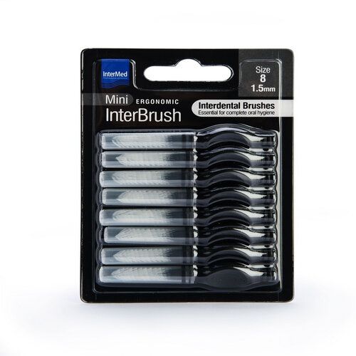 Μεσοδόντια Βουρτσάκια με Intermed Ergonomic Mini ΜεΛαβή 1.5mm Μαύρα 8τμχ
