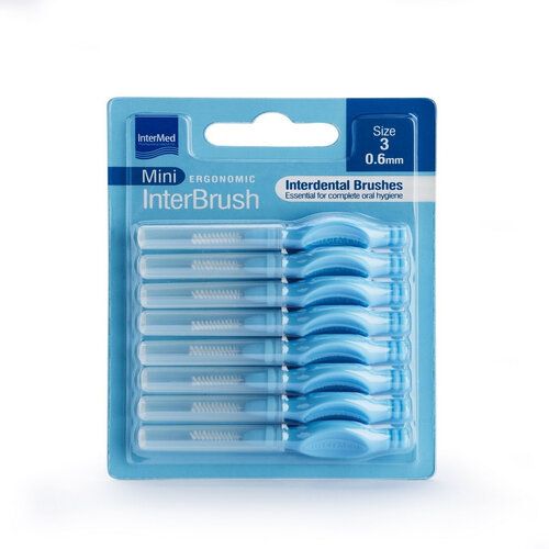 Intermed Ergonomic Mini Μεσοδόντια Βουρτσάκια με Λαβή 0.6mm Γαλάζια 8τμχ