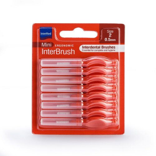 Intermed Ergonomic Mini Μεσοδόντια Βουρτσάκια με Λαβή 0.5mm Κόκκινα 8τμχ
