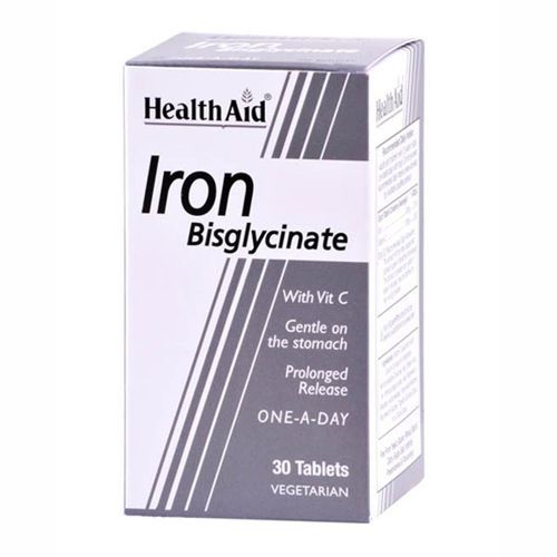 Health Aid Iron Bisglycinate With Vit C veg.tabs 30s