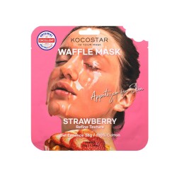 KOCOSTAR Waffle Face Mask Strawberry,Εμποτισμένη μάσκα καθαρισμού,Για λιπαρές επιδερμίδες,1 τεμ.