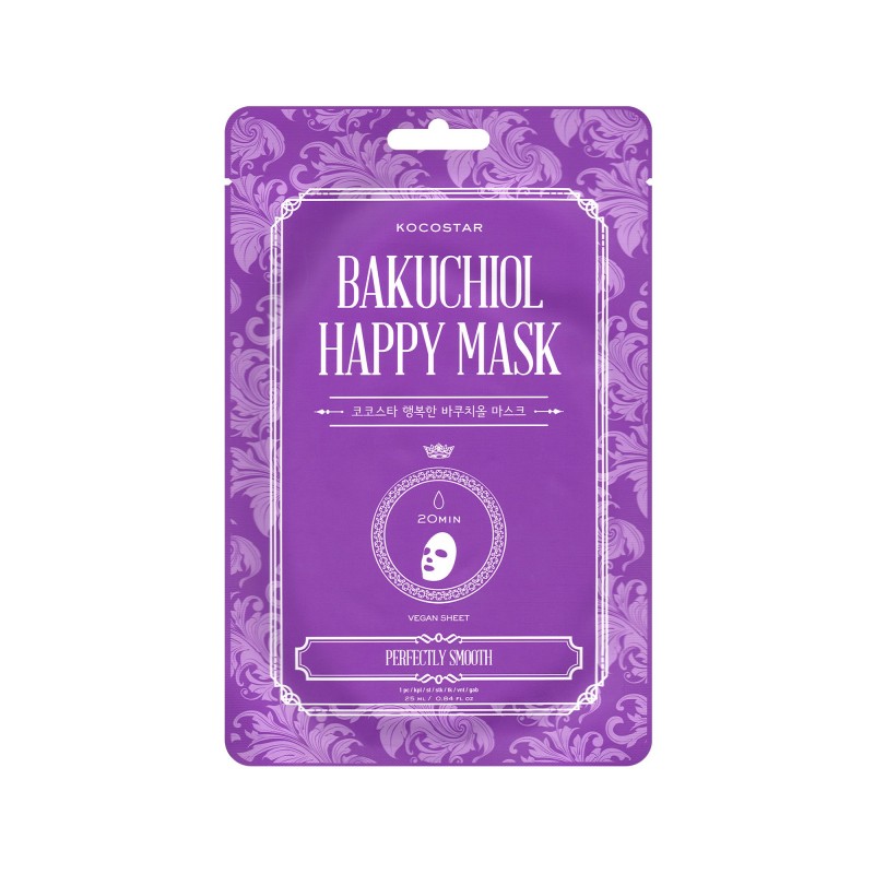 KOCOSTAR Bakuchiol Happy Mask,Εμποτισμένη μάσκα προσώπου με Bakuchiol,1 τεμ. KOCOSTAR Bakuchiol Happy Mask,Εμποτισμένη μάσκα προσώπου με Bakuchiol,1 τεμ.