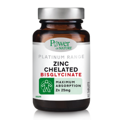Power Of Nature Platinum Range Zinc Chelated Bisglycinate 25mg 90 Ταμπλέτες