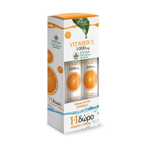 Power of Nature Vitamin C 1000mg Stevia 24tabs + Δώρο Vitamin C 500mg 20tabs