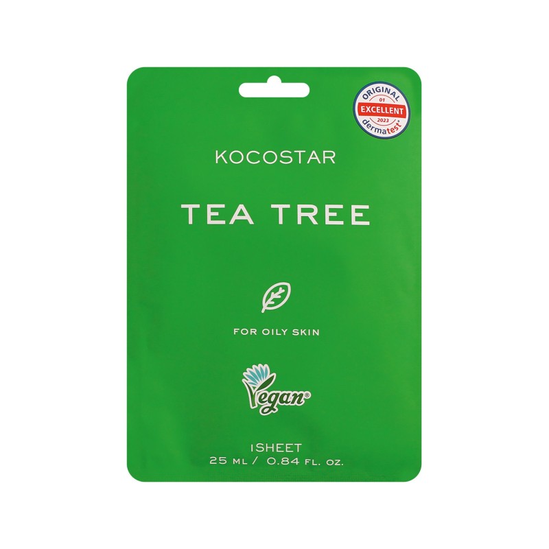 KOCOSTAR Tea Tree Face Mask,Εμποτισμένη μάσκα τόνωσης,1 τεμ. KOCOSTAR Tea Tree Face Mask,Εμποτισμένη μάσκα τόνωσης,1 τεμ.