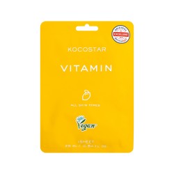 KOCOSTAR Vitamin Face Mask,Εμποτισμένη μάσκα αναζωογόνησης,για όλους τους τύπους δέρματος 1 τεμ.