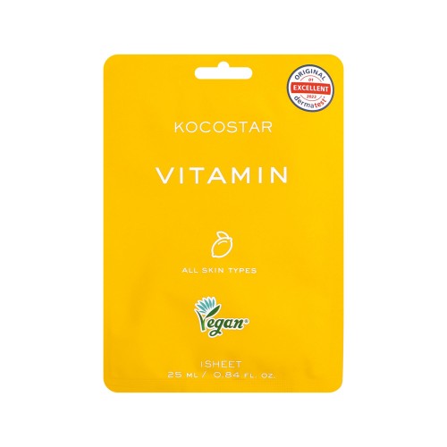 KOCOSTAR Vitamin Face Mask,Εμποτισμένη μάσκα αναζωογόνησης,για όλους τους τύπους δέρματος 1 τεμ.