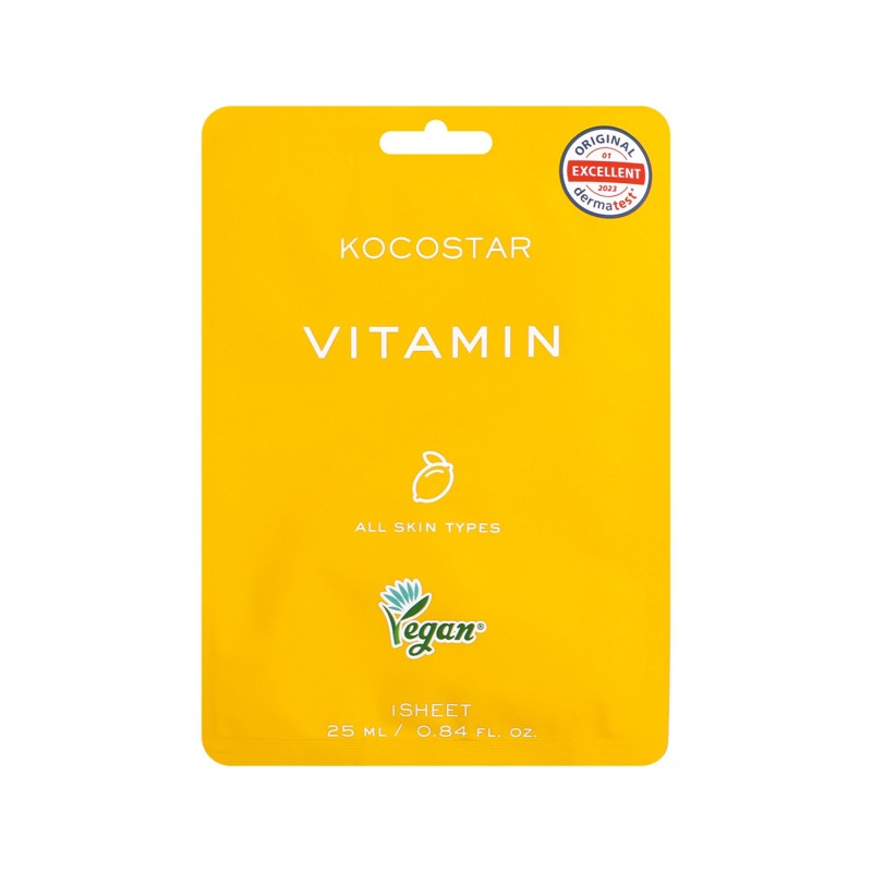 KOCOSTAR Vitamin Face Mask,Εμποτισμένη μάσκα αναζωογόνησης,για όλους τους τύπους δέρματος 1 τεμ.