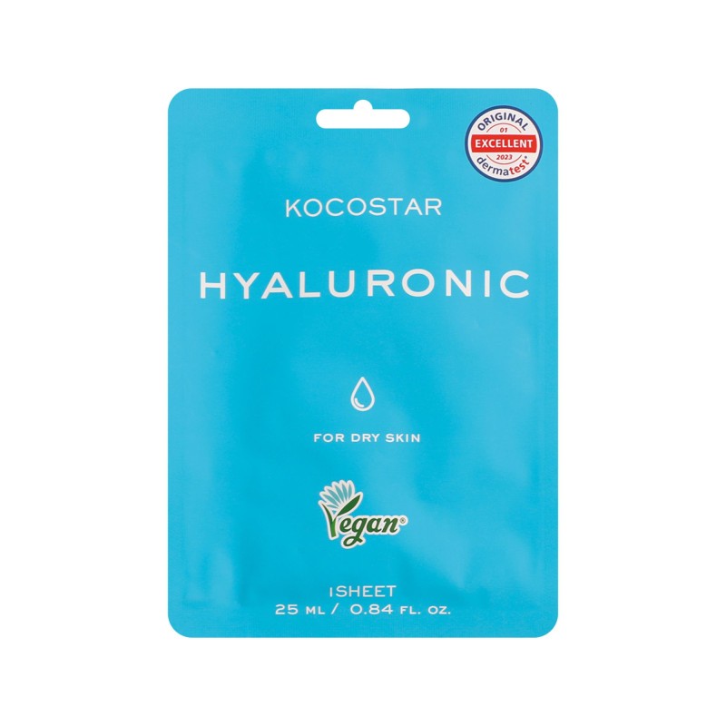 KOCOSTAR Hyaluronic Face Mask,Εμποτισμένη μάσκα θρέψης και ενυδάτωσης για Ξηρές Επιδερμίδες,1 τεμ.