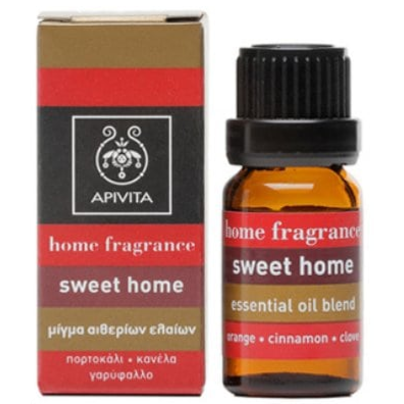 Apivita Home Fragrance Sweet Home, Μίγμα Αιθερίων Ελαίων με Κανέλα & Πορτοκάλι, 10ml