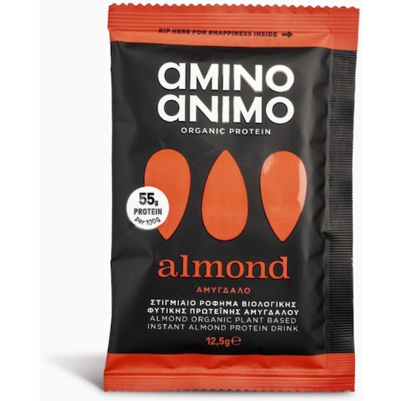 Amino Animo Στιγμιαίο Ρόφημα Βιολογικής Πρωτείνης Αμυγδάλου 12,5g 1τμχ