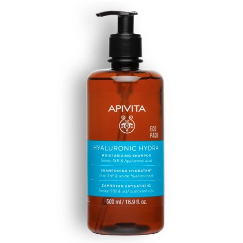 Apivita Hyaluronic Hydra Moisturizing Shampoo Eco Pack - Σαμπουάν Εντατικής Ενυδάτωσης 500ml
