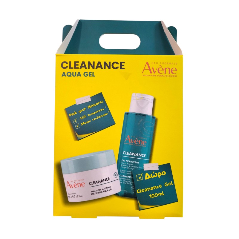 Avène Cleanance Promo Pack – Aqua-Gel Mattifiant 50ml + Gel Nettoyant 100ml + Comedomed Peeling 40ml