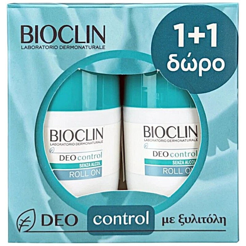 Bioclin Promo Deo Control Roll-On 1+1 Δώρο Αποσμητικό Roll-On για Έντονη Εφίδρωση, 2x50ml