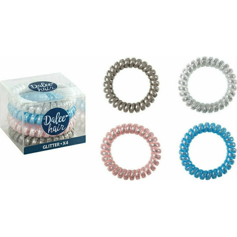 Medisei Dalee Hair Spiral Glitter - Λαστιχάκια Μαλλιών 4τεμ
