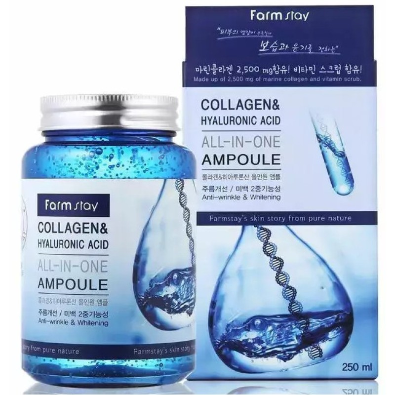 Farm Stay Collagen & Hyaluronic Acid All-In-One Ampoule | Αμπούλα με Κολλαγόνο & Υαλουρονικό – Ενυδάτωση & Σύσφιξη 250ml