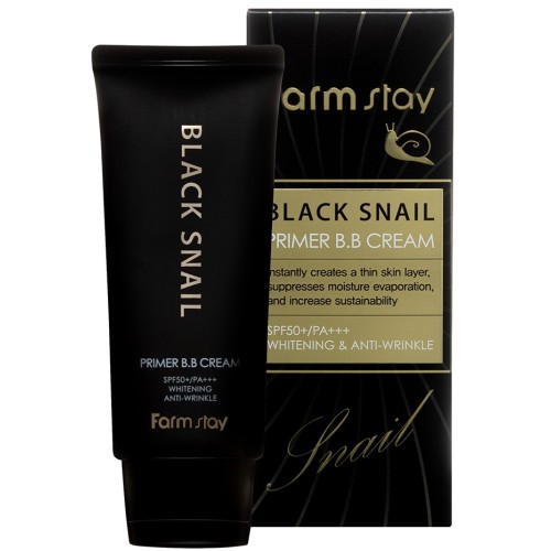 Farm Stay Black Snail Primer BB Cream SPF50/PA+++, Κρέμα Primer με Χρώμα και Έκκριμα Μαύρου Σαλιγκαριού με αντηλιακή Προστασία spf50 50ml