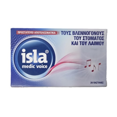 FarmaSyn Isla Medic Voice Παστίλιες για τους Βλεννογόνους του Στόματος & του Λαιμού 20 τμχ