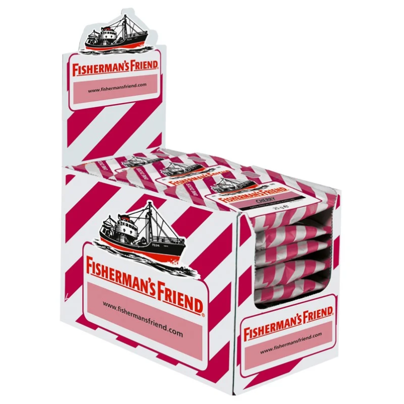 Fisherman's Καραμέλες Friend με Γεύση Κεράσι και Μενθόλη Χωρίς Ζάχαρη 25gr x 24τμχ