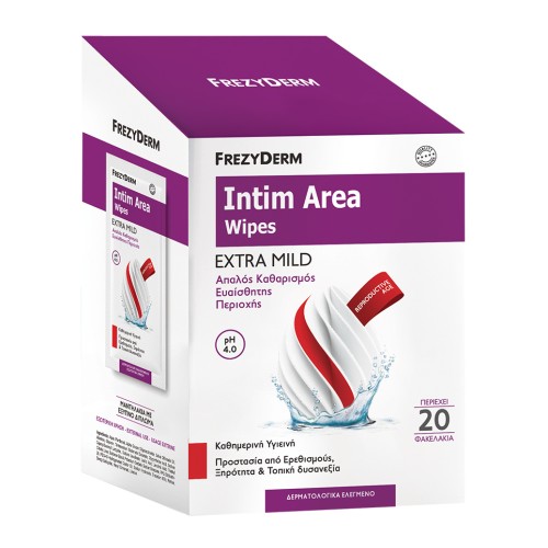 Frezyderm Intim Area Wipes pH4 Μαντηλάκια Καθαρισμού Ευαίσθητης Περιοχής, 20 τμχ