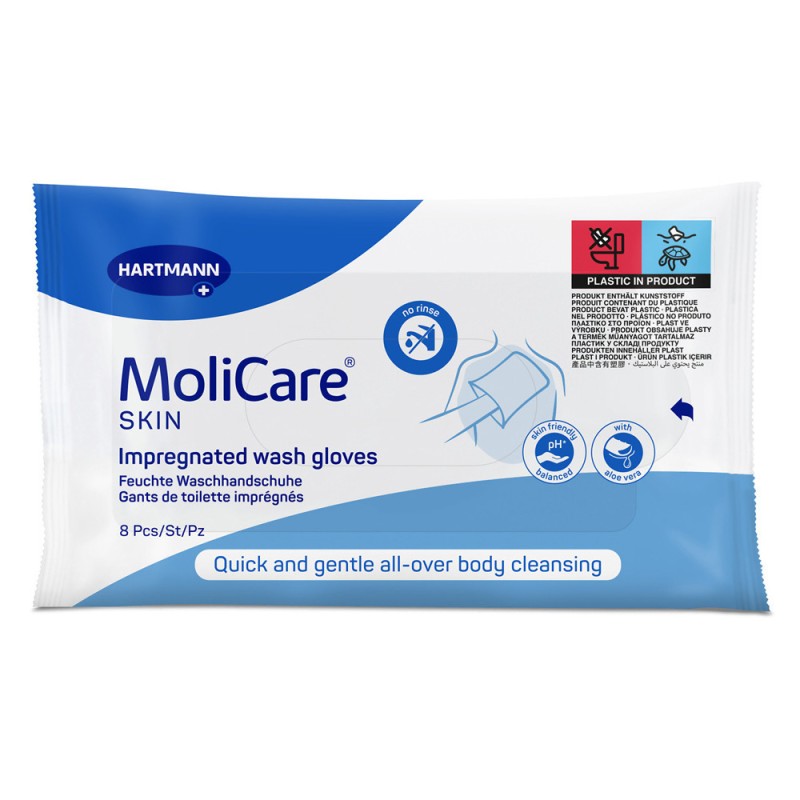 Hartmann Molicare Skin Γάντια καθαρισμού για κλινήρεις ασθενείς (8 τμχ)