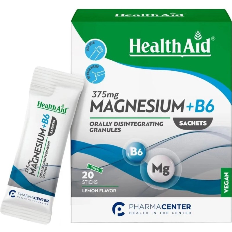 Health Aid Magnesium 375mg & B6 20 Φακελίσκοι