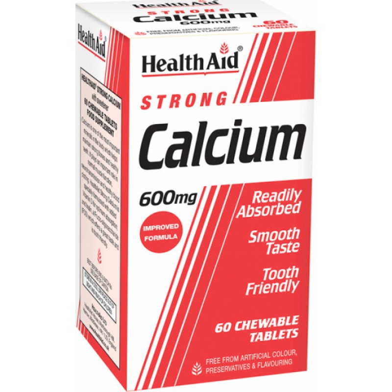 Health Aid Strong Calcium 600mg – 60 Μασώμενες Ταμπλέτες