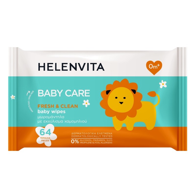 Helenvita Baby Μωρομάντηλα Χαμομήλι 64τμχ