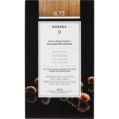 Korres Argan Oil Ageless Colorant with Ceramides Σετ Βαφή Μαλλιών Χωρίς Αμμωνία 8.73 Χρυσή Καραμέλα 50ml