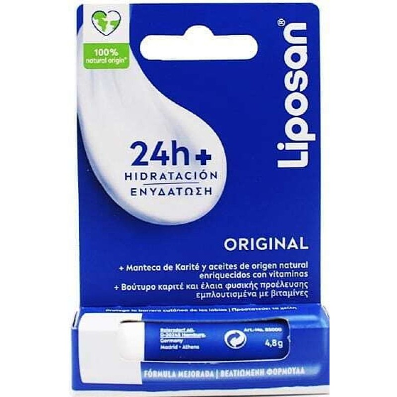 Liposan Original Lip Balm 24h+ Ενυδάτωση Χωρίς Χρώμα, 4.8gr