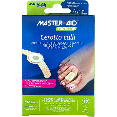 Master Aid Foot Care Αφαιρετικά Επιθέματα για Κάλους 12 Τεμάχια