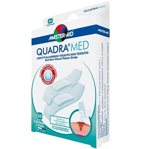 Master aid Quadra Τσιρότα Άσπρα Στενά & Φαρδιά, 20 τεμάχια