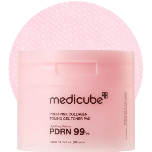 Medicube PDRN Pink Collagen Toning Gel Toner Pad - Επιθέματα εντατικής ενυδάτωση, σύσφιξης & λάμψης Εμποτισμένα δισκία, 70 τμχ