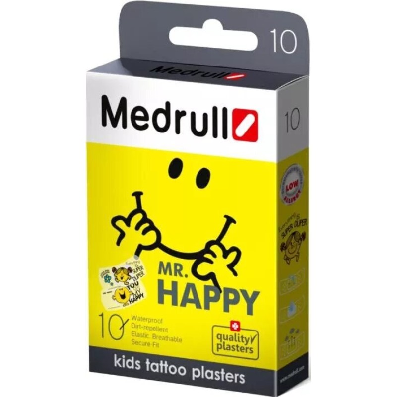 Medrull Mr. Happy Kids Tattoo Plasters Αδιάβροχα Αυτοκόλλητα Επιθέματα 10τμχ