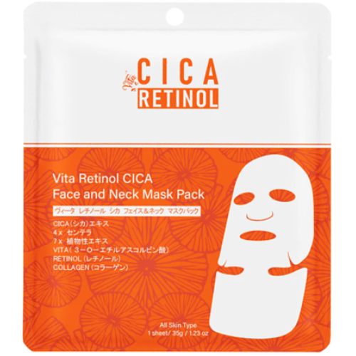 Mitomo Vita Retinol CICA Face and Neck Mask 1τμχ