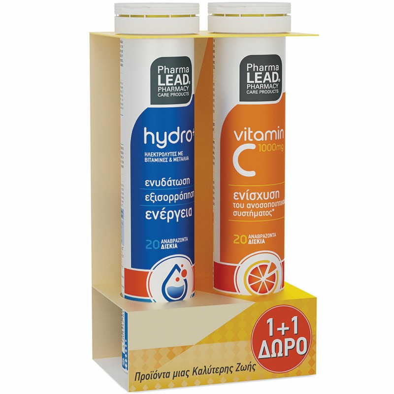 Pharmalead Promo 1+1 Hydro+ & Vitamin C 1000mg, 2x20 Αναβράζοντα Δισκία