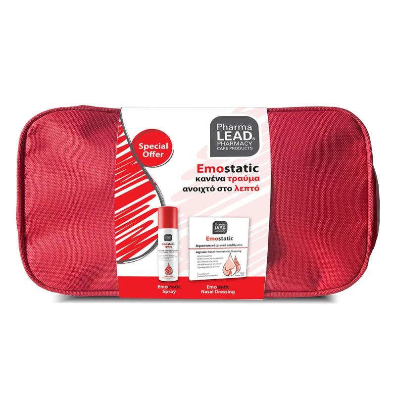 PharmaLead Emostatic Duo First Aid Kit – Αιμοστατικό Spray 60 ml & Ρινικά Επιθέματα 2 τεμ. + Νεσεσέρ